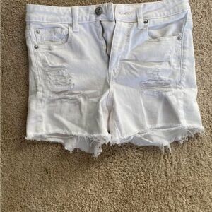 American Eagle Outfitters White Distressed Denim Jean Shorts